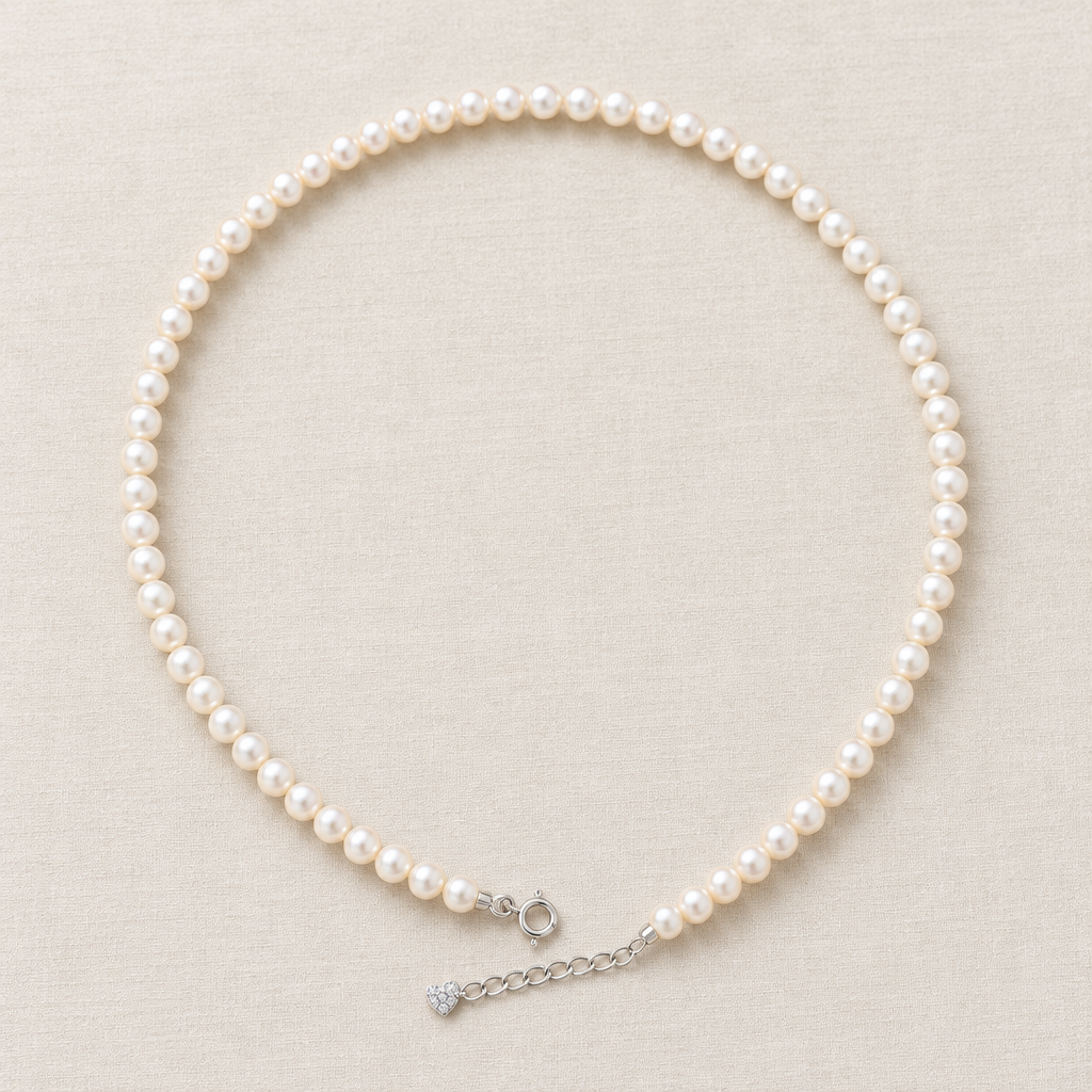 Shelly – Brilliant White Freshwater Pearl Strand Necklace (4.9mm)